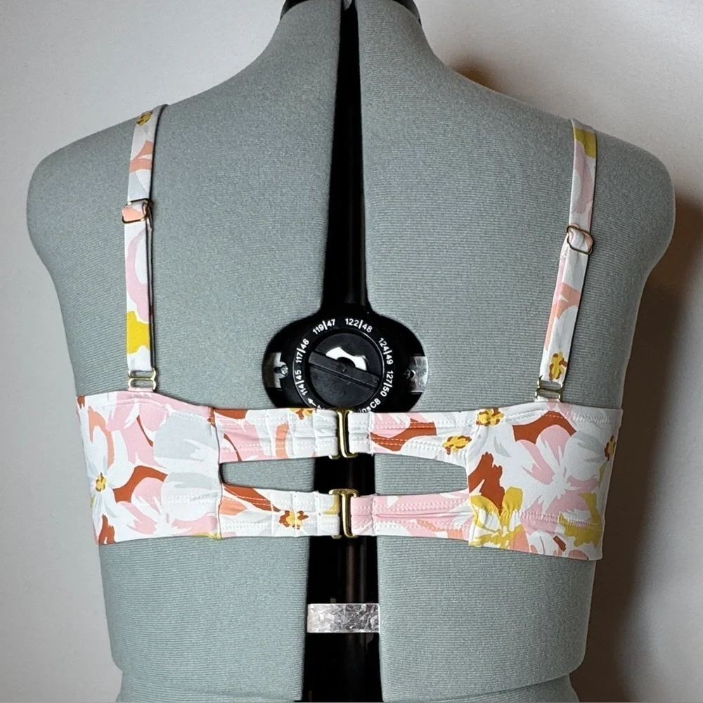 Pink and Orange Floral Bikini Top